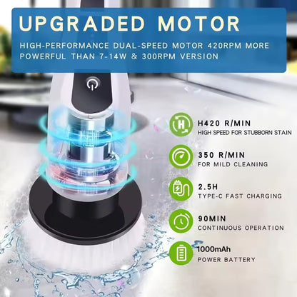 Electric Spin Scrubber With 7 Replaceable Brush Head