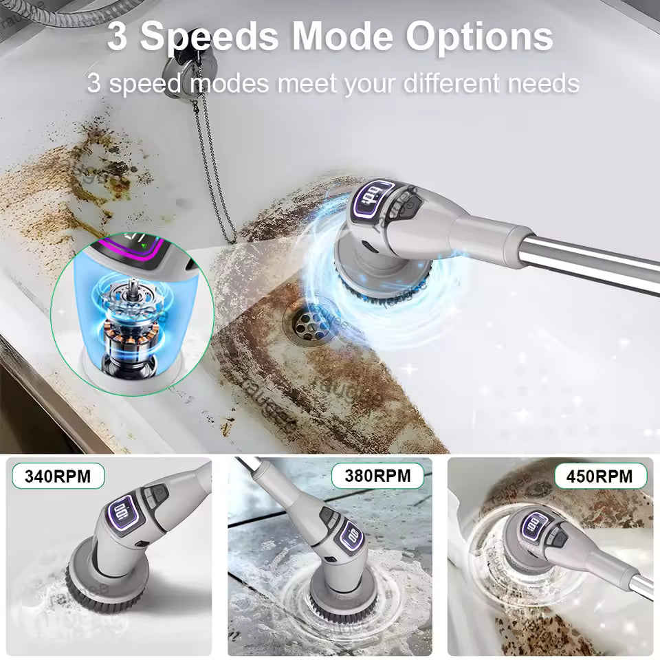 Electric Spin Scrubber With 7 Replaceable Brush Head